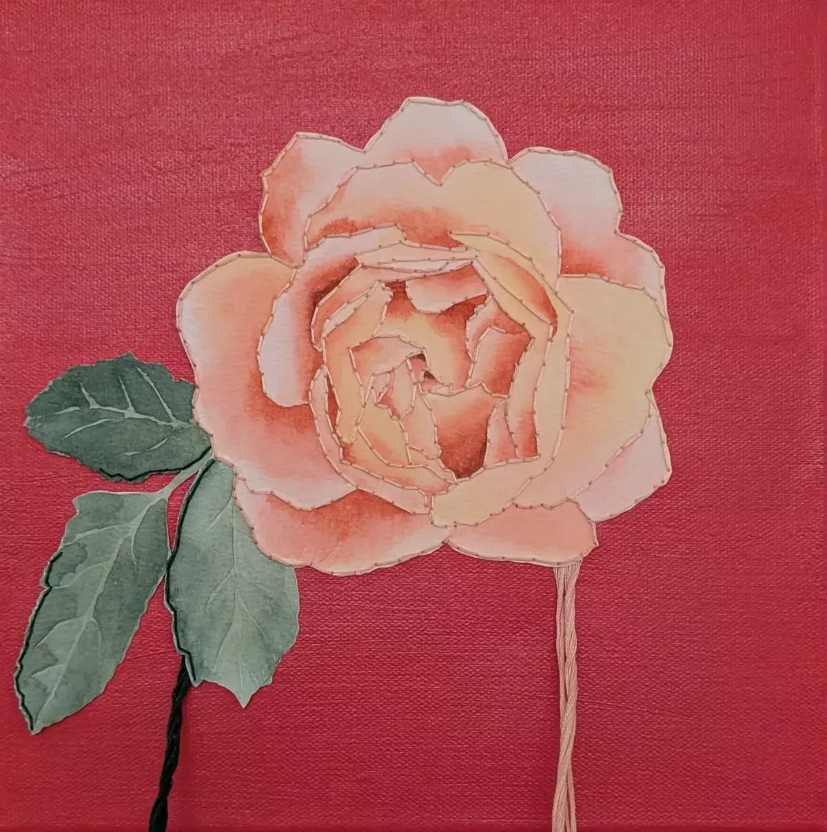 Nicole Nutt uses embroidery to add dimension to her paintings.  (Courtesy)