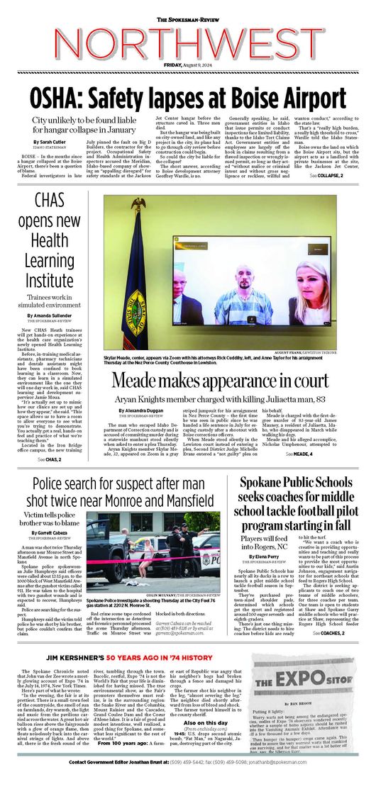 Northwest Front Page For Aug. 9, 2024 | The Spokesman-Review