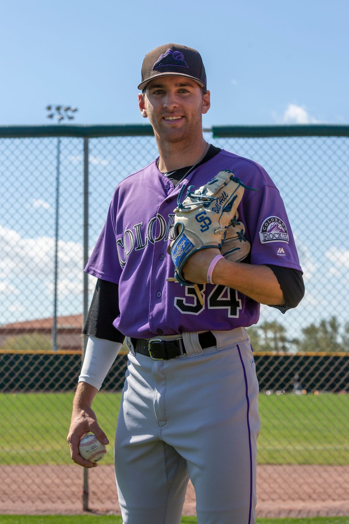 Brady Hill, a pitcher in Colorado’s organization from Mt. Spokane High, poses March 24 in Scottsdale, Arizona.  (Cheryl Nichols/For The Spokesman-Review)