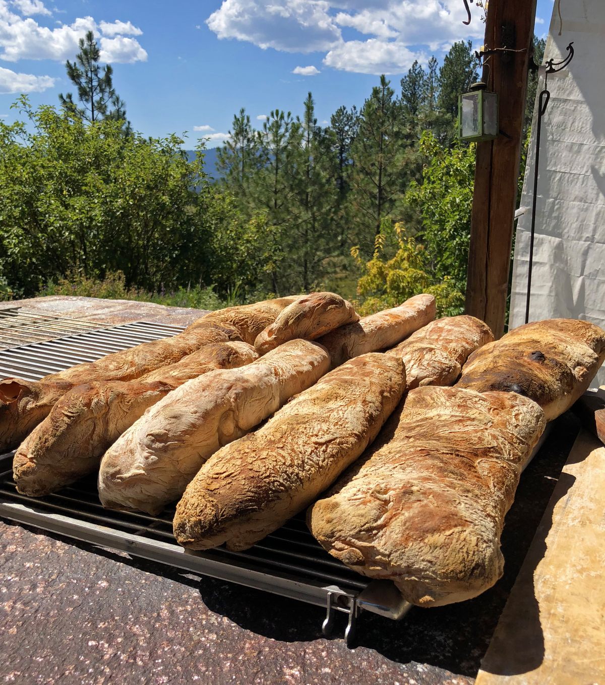 Ciabatta bread is just out of the wood-fired oven at Quillisascut Farm. (Leslie Kelly)