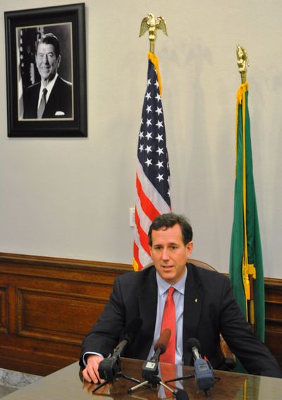 GOP Presidential candidate Rick Santorum holds a press conference in the House Republican Caucus Room on Feb. 13, 2012 (Jim Camden)