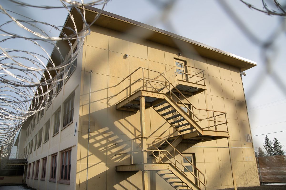 The exterior of Building A is seen during a tour of Geiger Correctional Facility in Spokane, in 2019.  (Libby Kamrowski)