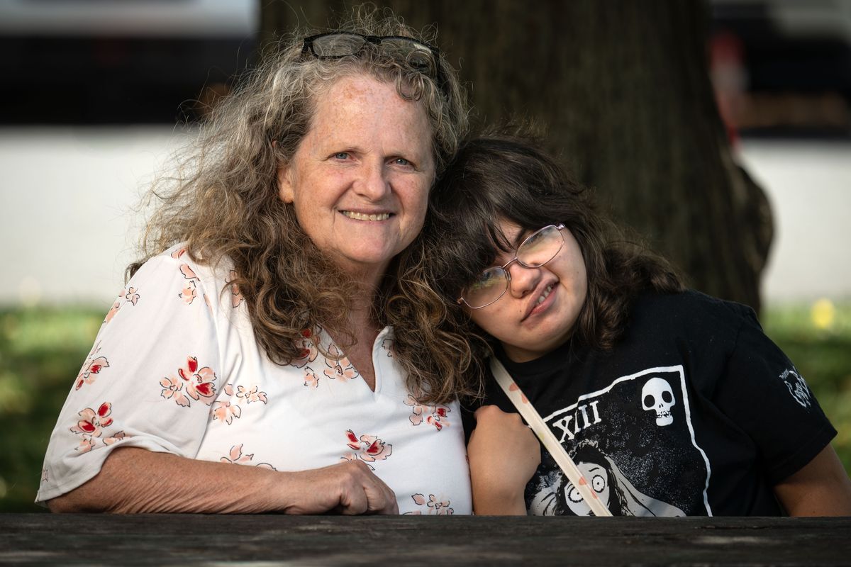 Becky Gibson, left, from Dayton, Wash., says her family relies on Medicaid to provide for their daughter Kaylee Coleman’s care. Kaylee is developmentally disabled, has CHARGE syndrome and has a Medicaid waiver.  (Amanda Sullender / The Spokesman-Review)