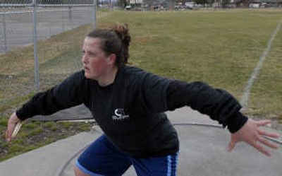 
Ashley Kenney holds the WV record for the girls discus.
 (The Spokesman-Review)