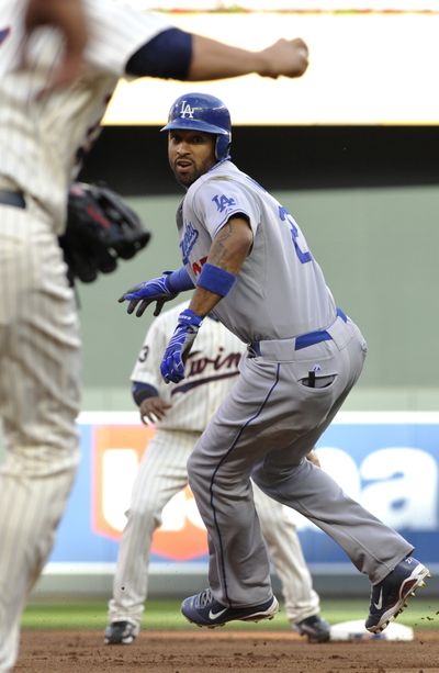 Los Angeles Dodgers' Matt Kemp hit his N.L.-leading 22nd home run Monday. (Associated Press)