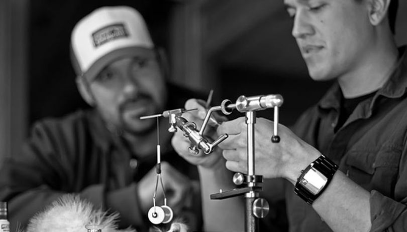 Sean Visintainer demonstrates fly tying techniques. (Michael Visintainer / Silver Bow Fly Shop)