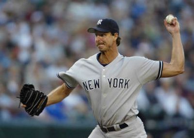 
Yankees starter Randy Johnson works during the first inning. 
 (Associated Press / The Spokesman-Review)