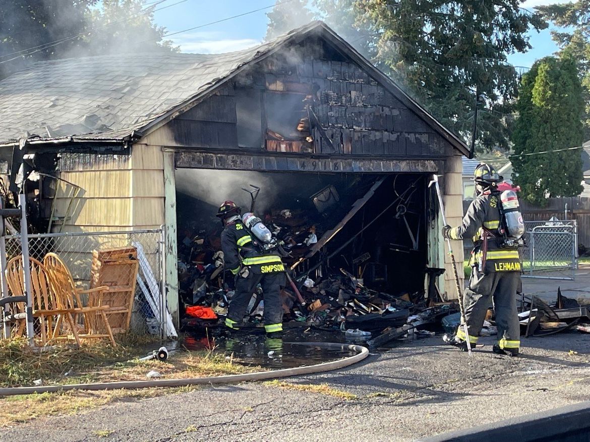 North Spokane Garage Fire Quickly Extinguished After Drawing Large ...