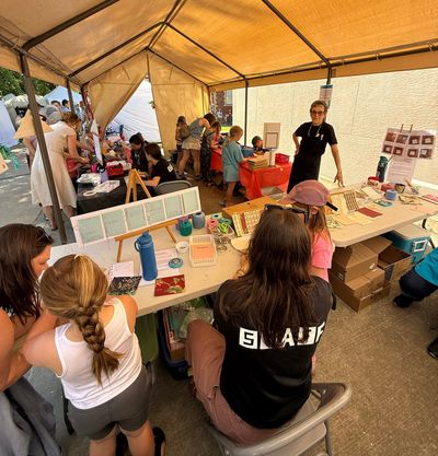 Children make crafts during ArtFest 2025 on the Museum of Arts and Culture campus.  (Courtesy of the MAC)