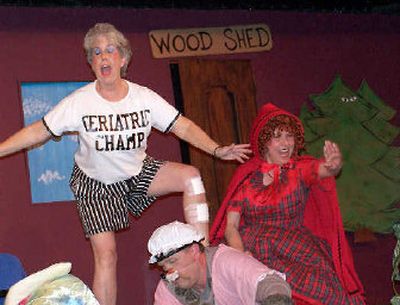 
The Heron Players' version of Little Red Riding Hood include Gerri Lee, right, as Little Red Riding Hood.  Grandmother, above, is played by Kathy Hale and the Big Bad Wolf, below, is played by  Chris Compton. 
 (Photo courtesy of Heron Players / The Spokesman-Review)