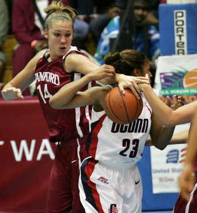 
Stanford's Kayla Pedersen tries to get the ball from Maya Moore.Associated Press
 (Associated Press / The Spokesman-Review)