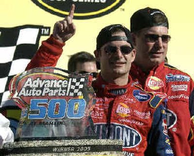Jeff Gordon celebrates an emotional victory.
(Associated Press / The Spokesman-Review)