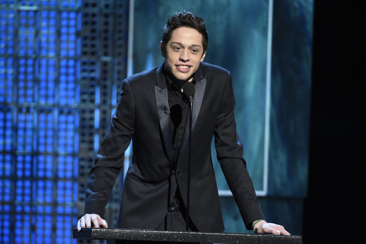 In this March 14, 2015, file photo, Pete Davidson speaks at a Comedy Central Roast at Sony Pictures Studios in Culver City, Calif. The “Saturday Night Live” cast member said on Instagram Monday, March 6, 2017, that he he has quit drugs and is happy and sober for the first time in 8 years. (Chris Pizzello / Invision)