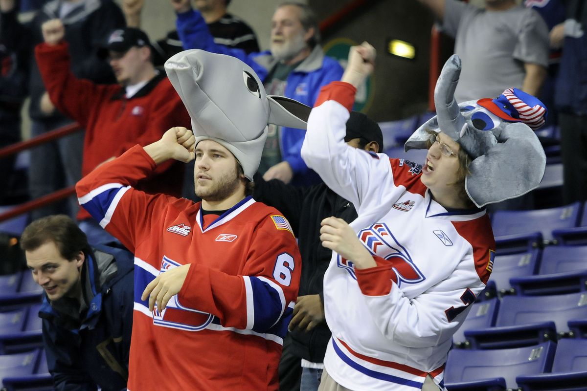 Even bipartisan support from these fans, who donned donkey and elephant hats, couldn’t get the Chiefs a victory at the Arena. (Dan Pelle)