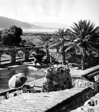 FILE – Palm trees, a swimming pool and summer weather all winter long make this famous inn a favorite haven for winter vacationers. Many of them include a visit to Las Vegas, Nev., on their itineraries. Photo from March 1957. (Spokesman-Review photo archives)