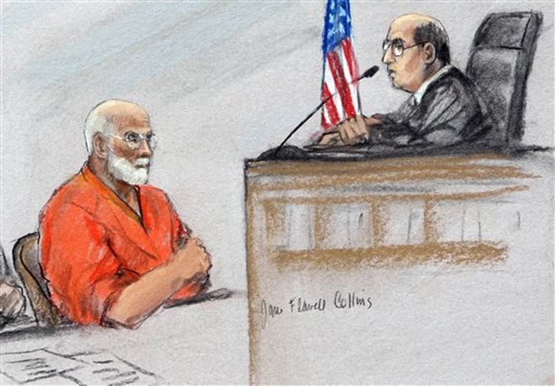 This courtroom sketch depicts James 