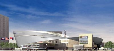 
An artist's rendering released by Pei Cobb Freed and Partners shows a ground view of the proposed NASCAR Hall of Fame in Charlotte, N.C. 
 (The Spokesman-Review)