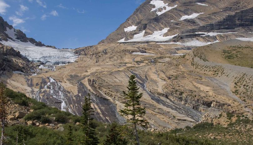 This 2009 photo by the U.S. Geological Service shows remnants of the Jackson Glacier at Glacier National Park.  (Associated Press)