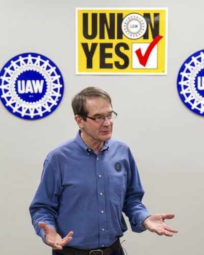 United Auto Workers President Bob King speaks after workers at a Volkswagen factory voted against unionization Friday. (Associated Press)