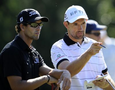 Three-time major winner Padraig Harrington, right, and 2011 Masters runner up Adam Scott look to keep the U.S. Open title in foreign hands for a second straight year. (Associated Press)