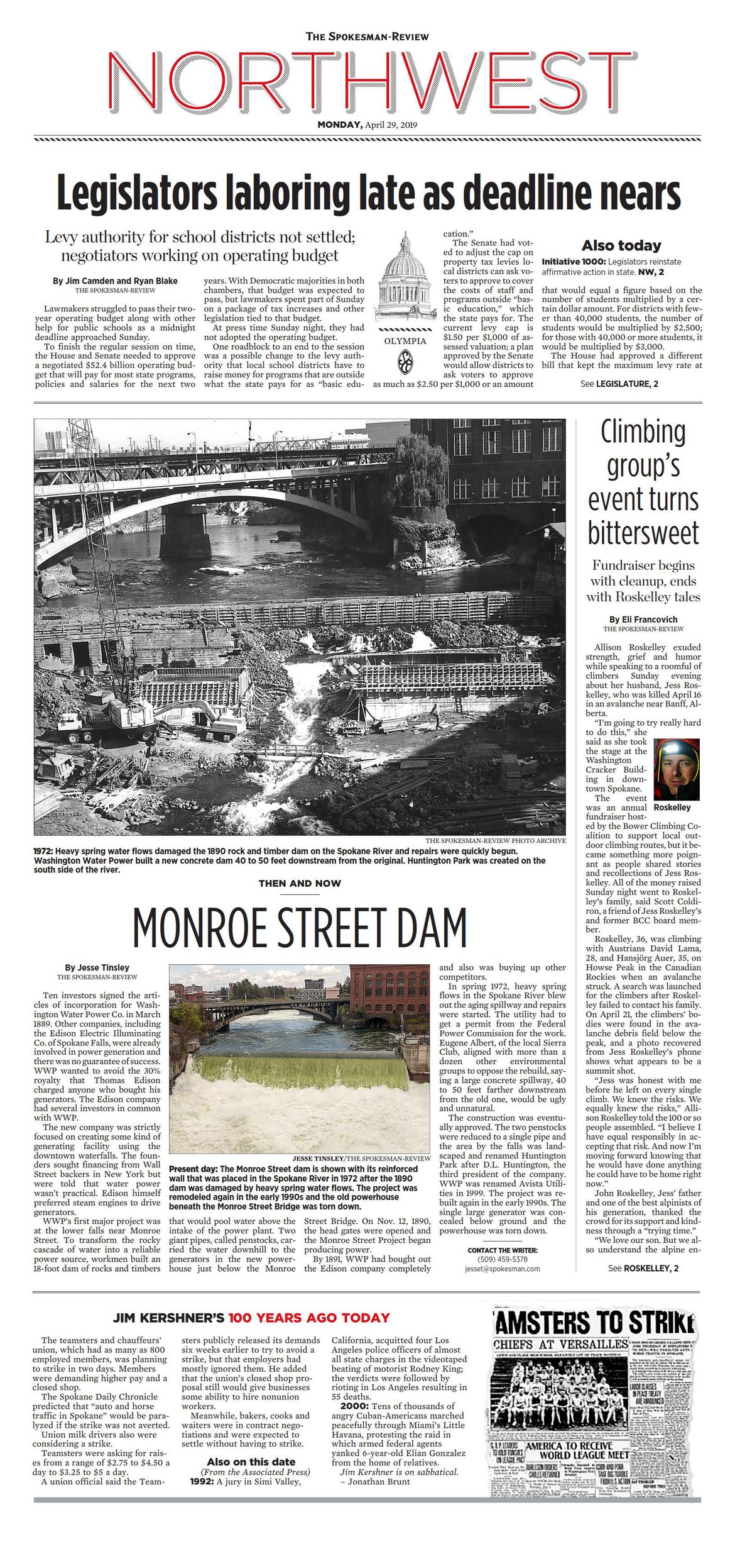 Northwest Front Page for May 2, 2019 The SpokesmanReview
