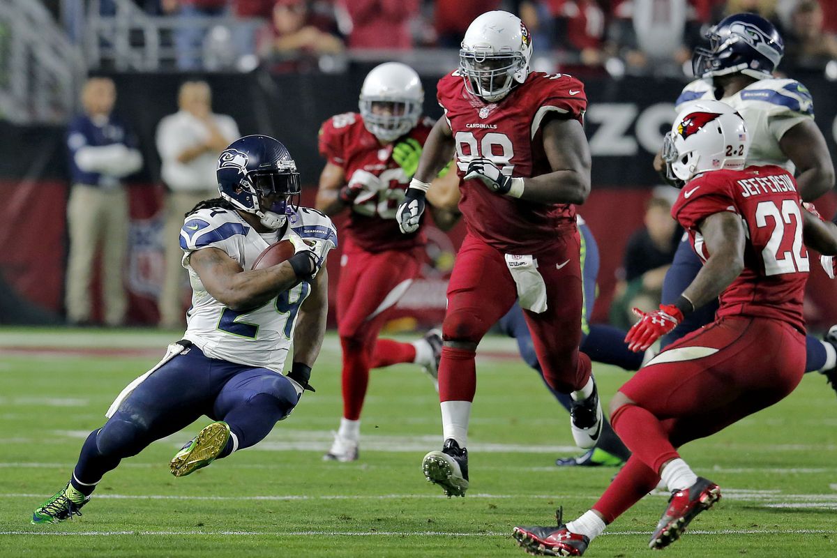 Marshawn Lynch rushed for 113 yards and two touchdowns, including a memorable 79-yarder. (Associated Press)