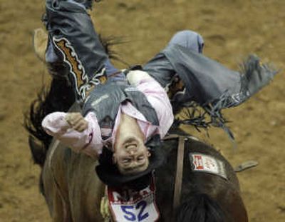 
Steven Dent rides Size Matters during bareback riding. Associated Press
 (Associated Press / The Spokesman-Review)