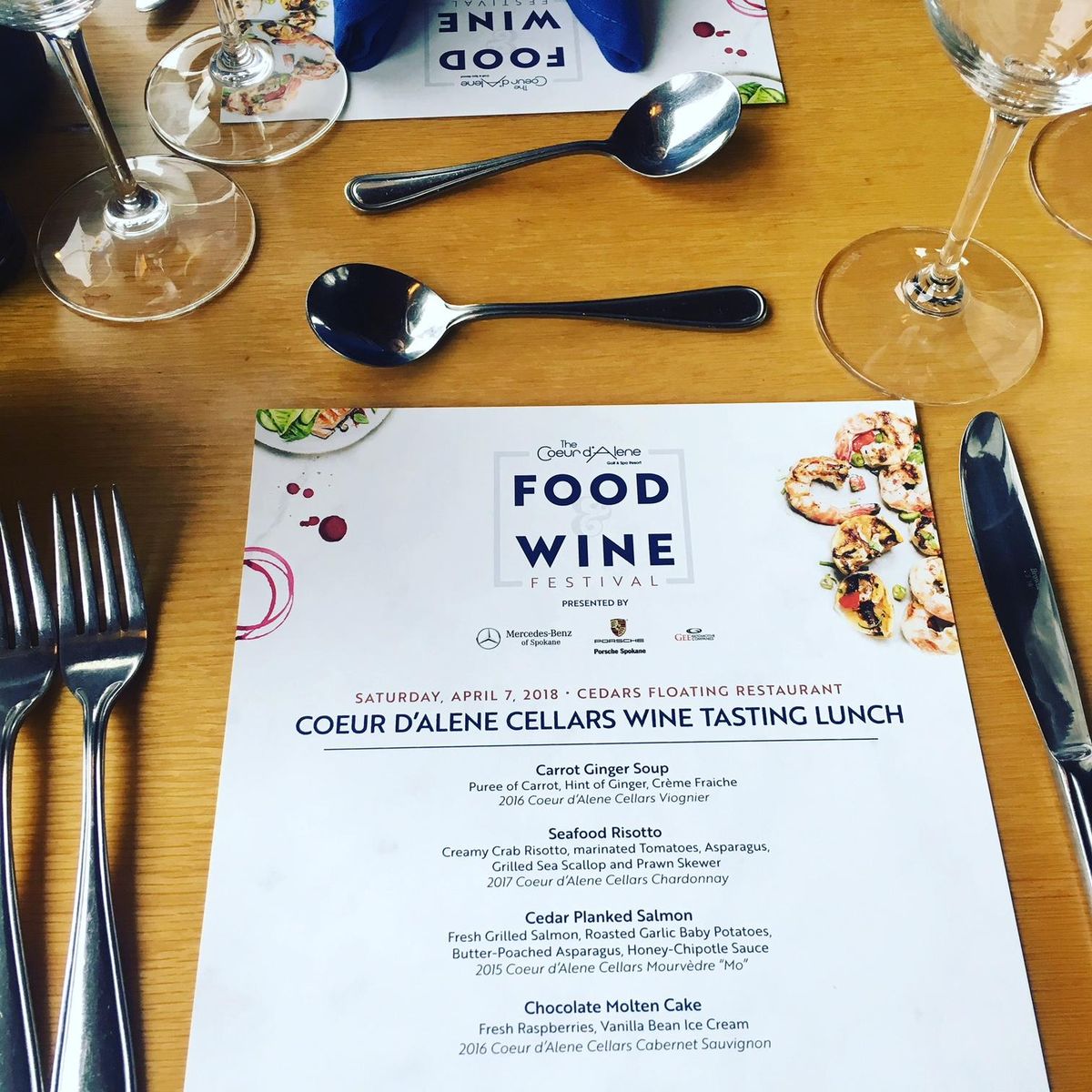 Here’s one of the lunch menus from this year’s inaugural food and wine festival in Coeur d’Alene. (Adriana Janovich / The Spokesman-Review)
