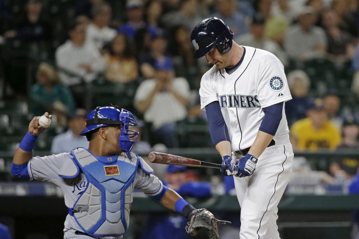 Seattle’s Mark Trumbo, right, entered Tuesday’s game against Detroit with a .157 average in 24 games since joining the Mariners. (Associated Press)