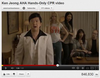 Ken Jeong stars in a video promoting the 100-beats-a-minute aspect.