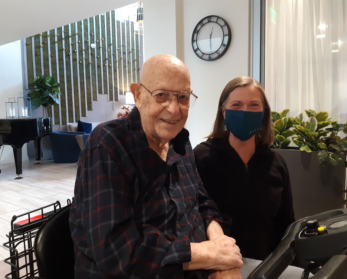 Revel Spokane resident Bill Young and Anna Havercroft, on staff, recently discovered during a casual chat that he is her Uncle Bill from stories long told by Havercroft’s grandmother. Young and Havercroft put together that Bill was married to Anna’s great-aunt for 20 years before they divorced in the late 1970s, before Anna’s birth, so she’d never met him.  (Courtesy of Revel Spokane)