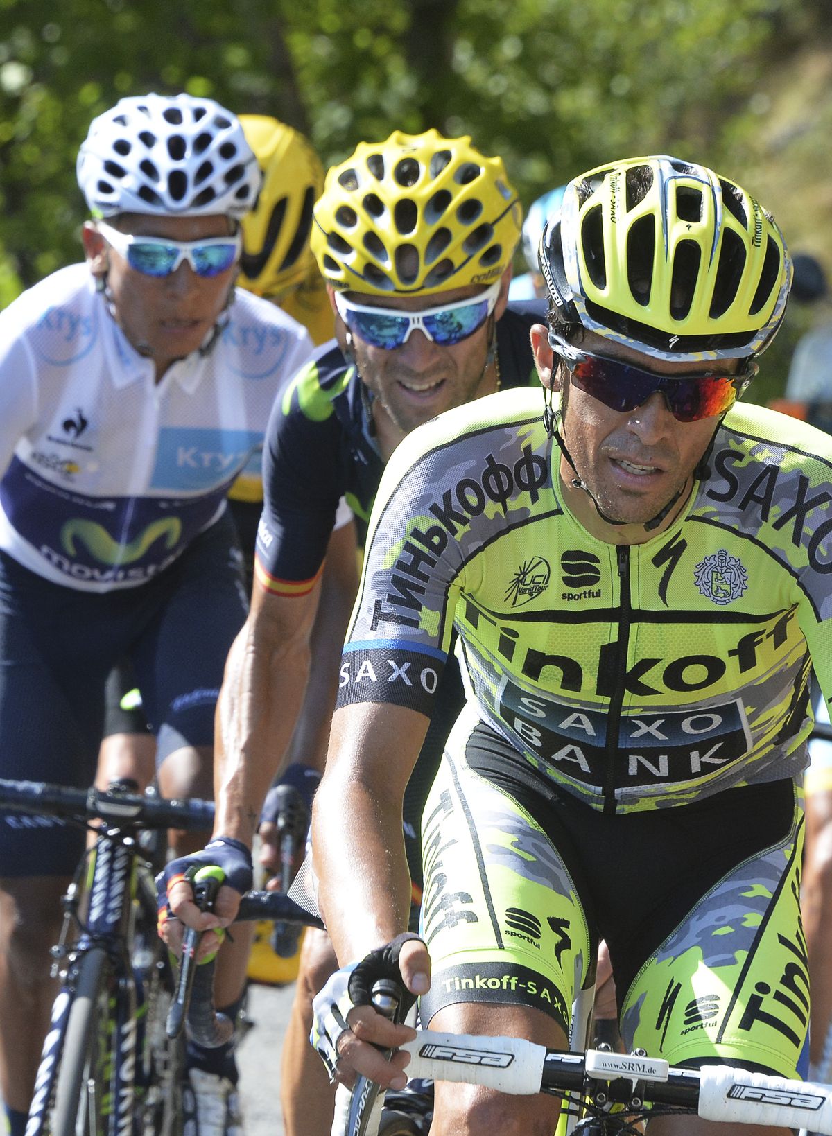 Nairo Quintana, left, is in second place and trails Chris Froome by 3 minutes. (Associated Press)