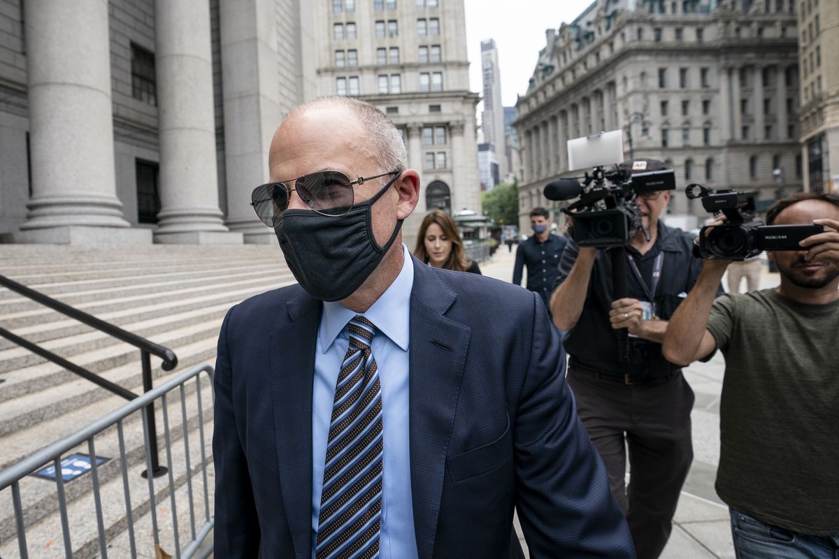 Michael Avenatti arrives for a scheduled sentencing at Manhattan federal court on Thursday in New York. (John Minchillo)