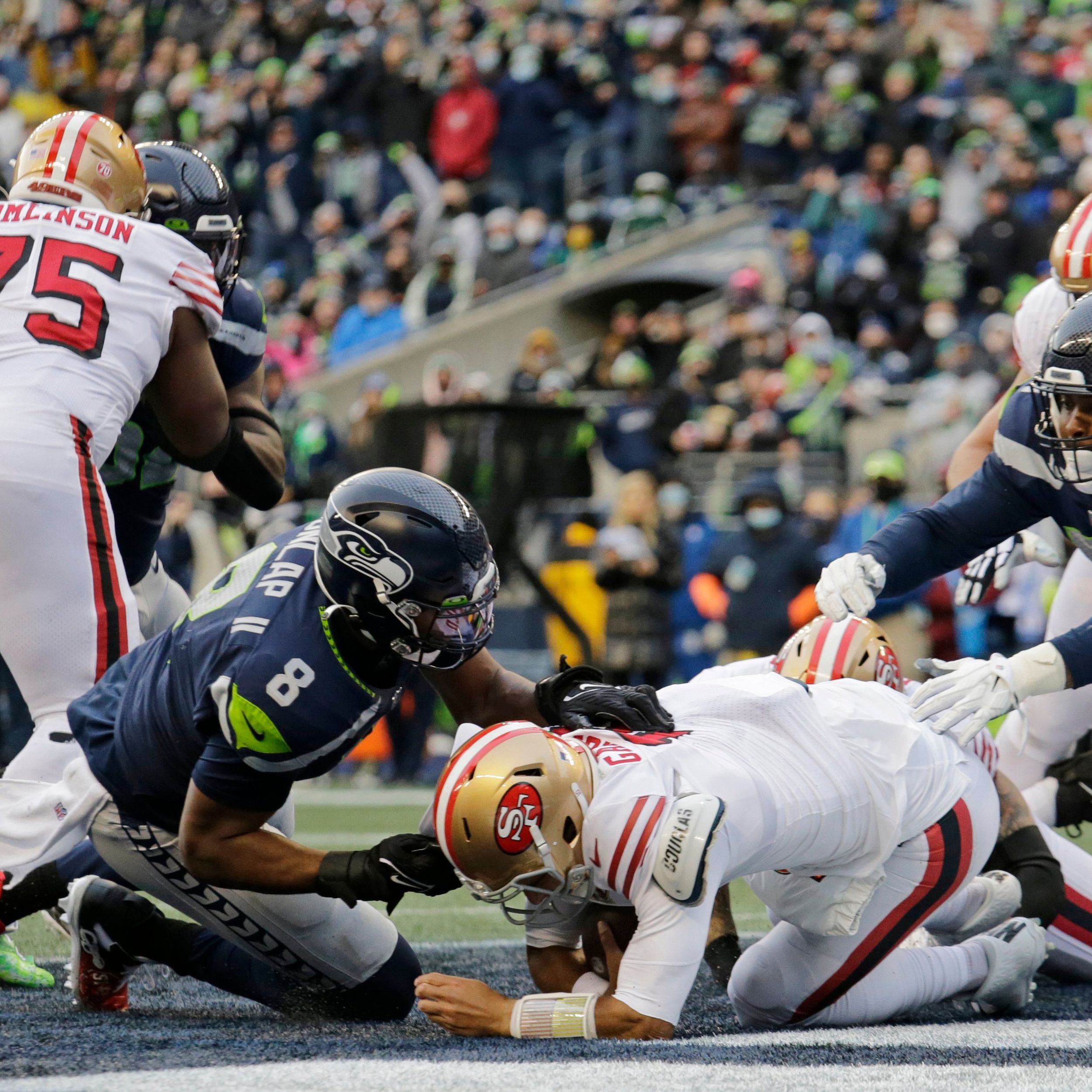 San Francisco 49ers ride goal-line stand in final seconds, beat Seattle  Seahawks