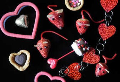 Simple Valentine's Day treats for children include strawberry mice, chocolate dipped marshmallows and miniature cookie tarts. 
 (Dan Pelle / The Spokesman-Review)