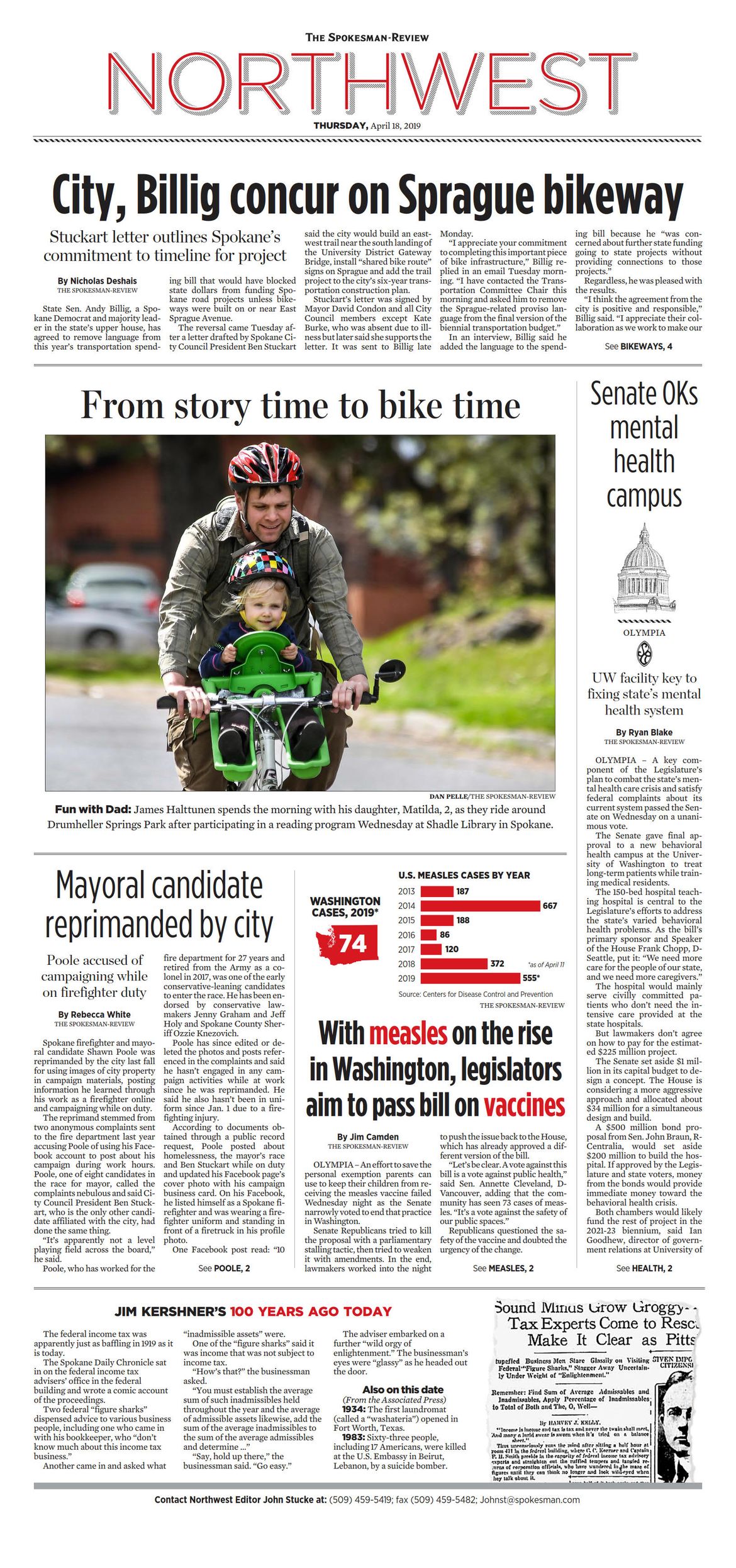 Northwest Front Page for April 18, 2019 The SpokesmanReview
