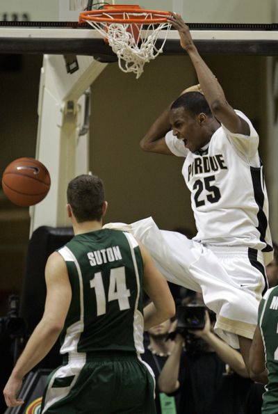 Purdue forward JaJuan Johnson led the Boilermakers with 17 points.  (Associated Press / The Spokesman-Review)