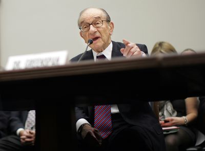 Former Federal Reserve Chairman Alan Greenspan testifies on Capitol Hill in Washington, D.C., on Thursday.  (Associated Press / The Spokesman-Review)