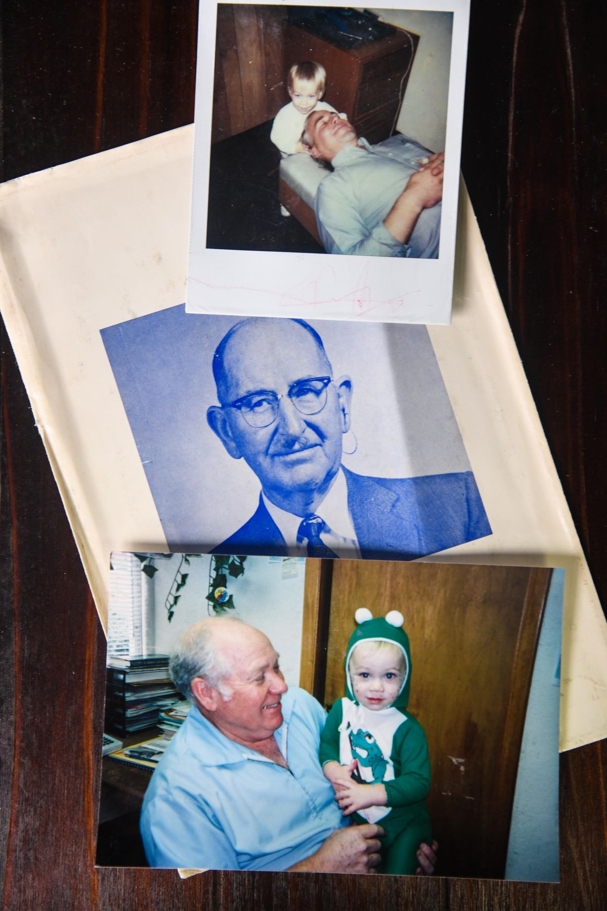 Kristina Nielsen pictured, at top, with her father, Blake, in 1993, with her grandfather Sterling Hill in 1993, bottom, along with her great-great-great Uncle Jack, center. (Dan Pelle / The Spokesman-Review)
