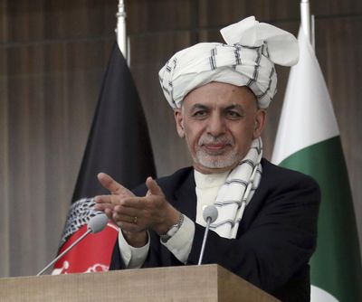 Afghanistan’s President Ashraf Ghani speaks during the integration ceremony of TAPI pipeline Feb. 23, 2018, in Herat city, west of Kabul, Afghanistan. The Afghan Taliban have announced a three-day cease-fire over the Eid al-Fitr holiday at the end of the holy month of Ramadan, a first for the group, following an earlier cease-fire announcement by the government. Ghani on Thursday, June 7, 2018 announced a weeklong cease-fire with the Taliban to coincide with the holiday. (Hamed Sarfarazi / AP)