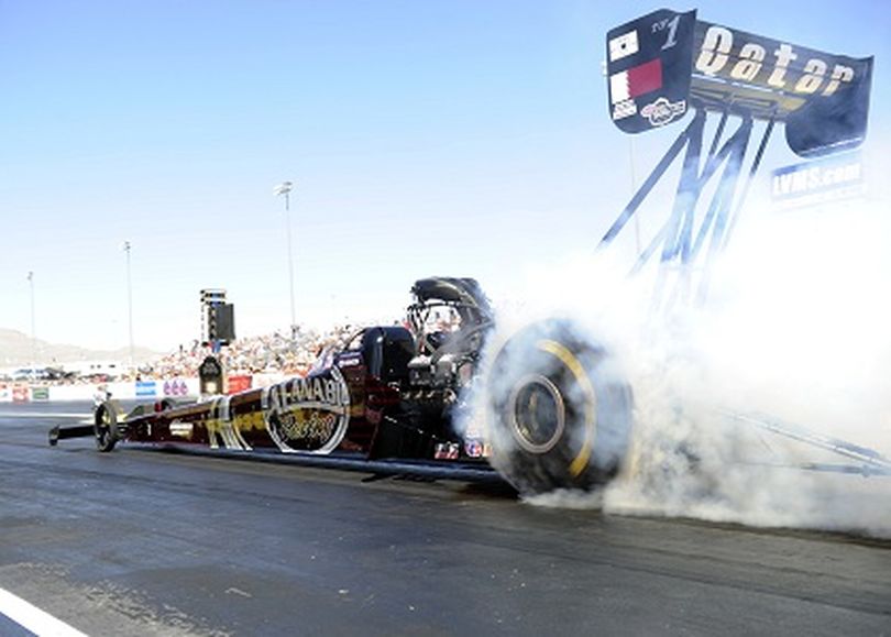 Larry Dixon on his way to a top quaifying fun in Las Vegas. (Photo courtesy of NHRA)