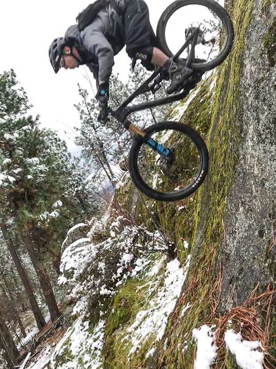 Mountain biker Dan Wilson plummets down an 