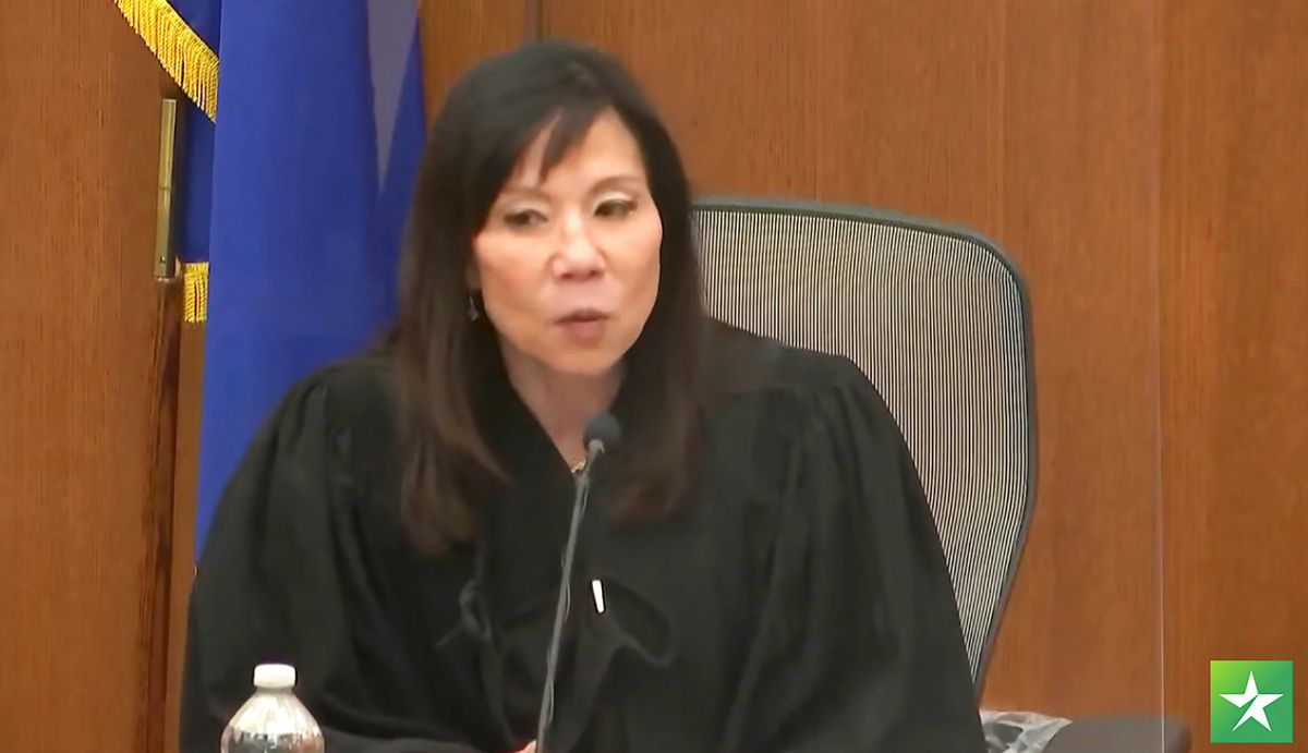 In this image taken from video, Hennepin County Judge Regina Chu hears questions from the jury during deliberations in the trial of former Brooklyn Center police Officer Kim Potter, Tuesday, Dec. 21, 2021, in Minneapolis. Potter, who is white, is charged with first- and second-degree manslaughter in the shooting of Daunte Wright, a Black motorist, in the suburb of Brooklyn Center. Potter has said she meant to use her Taser – but grabbed her handgun instead – after Wright tried to drive away as officers were trying to arrest him.  (POOL)