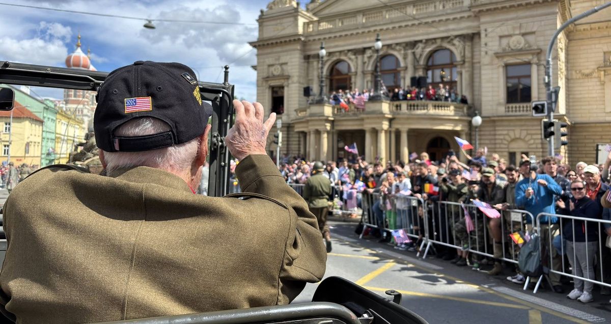 Harry Humason waved to about 50,000 people from a truck during a parade in Pilsen, Czech Republic, this month. 