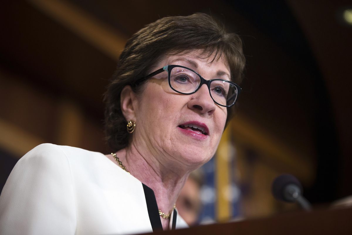 Sen. Susan Collins, R-Maine, announced on Monday she could not support Trump and “his constant stream of cruel comments.” Collins is seen June 21 during a news conference on Capitol Hill in Washington. (Evan Vucci / Associated Press)