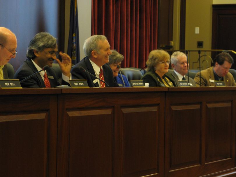 Sen. Dean Mortimer, R-Idaho Falls, center, presides over the Idaho Legislature's Joint Legislative Oversight Committee on Tuesday. The panel received and released a performance evaluation on teacher workforce issues in Idaho that identified problems in teacher retention, recruitment, pay and morale. (Betsy Russell)