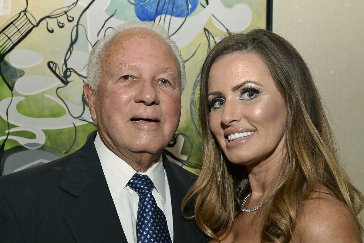 FILE - Former Louisiana Gov. Edwin Edwards, left, celebrates his 90th birthday with his wife, Trina Edwards, at the Renaissance Hotel in Baton Rouge, La., in this Aug. 12, 2017, file photo. Edwin Washington Edwards, the high-living four-term governor whose three-decade dominance of Louisiana politics was all but overshadowed by scandal and an eight-year federal prison stretch, died Monday, July 12, 2021 . He was 93. Edwards died of respiratory problems with family and friends by his bedside, family spokesman Leo Honeycutt said. He had suffered bouts of ill health in recent years and entered hospice care this month at his home in Gonzales, near the Louisiana capital.  (Hilary Scheinuk)