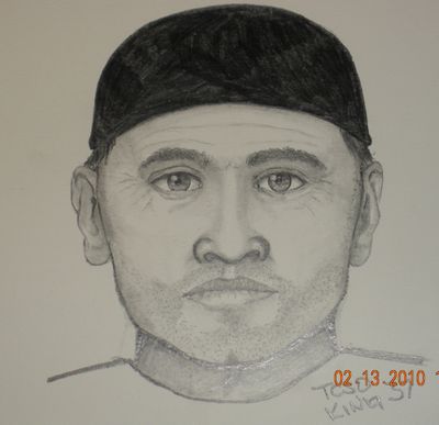 Associated Press The  Washington State Patrol released this  sketch of the  shooting suspect. He is described as a white male, 35 to 40 years old with light tan complexion. He is 5 feet 10 inches to 5 feet 11 inches  tall, weighing  185 to 200 pounds. (Associated Press)