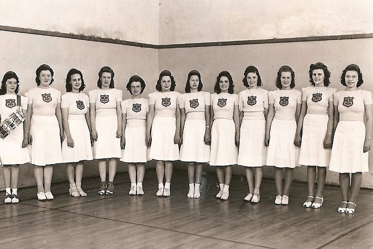The Otis Orchards School pep club circa the 1930s.