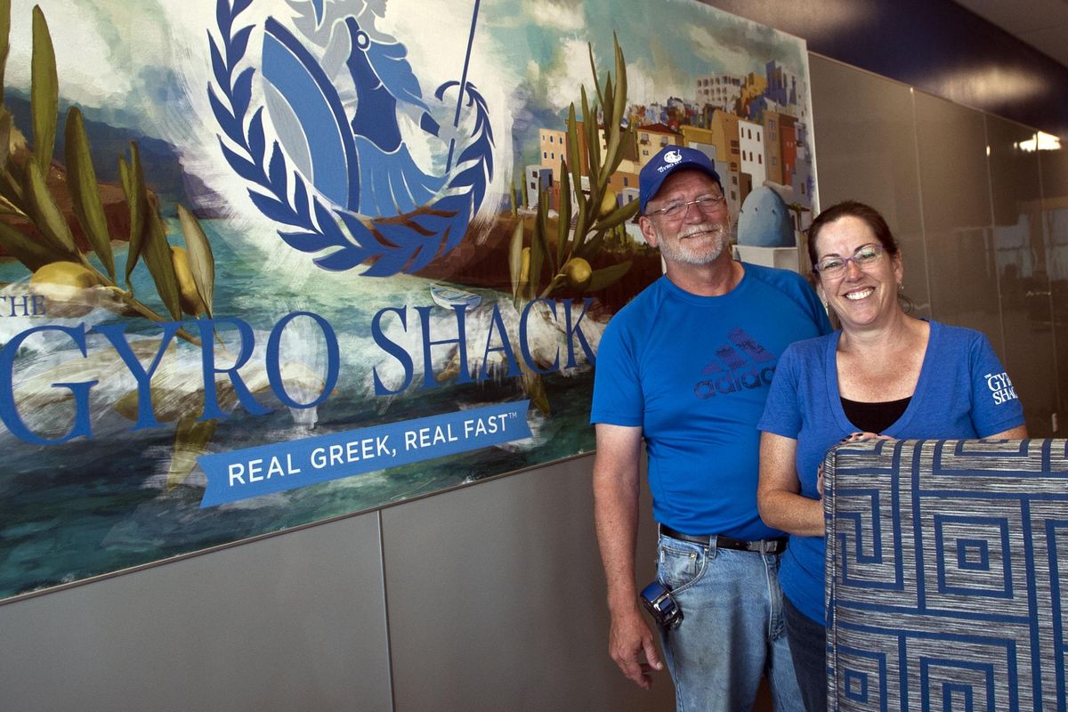 D.J. and Tanya Cavanaugh talk about their new restaurant, The Gyro Shack in Coeur d'Alene, on Aug. 8, 2017. (Kathy Plonka / The Spokesman-Review)